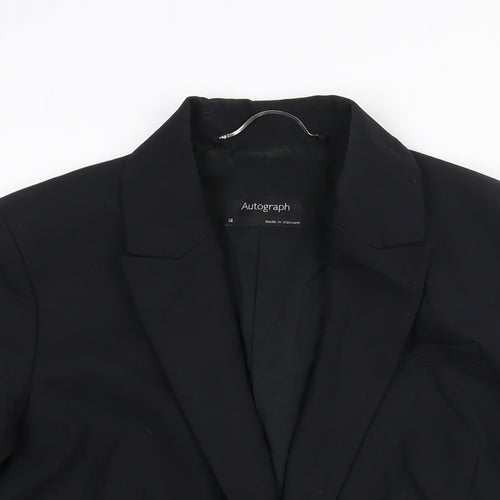 Autograph Womens Black Polyester Jacket Suit Jacket Size 14