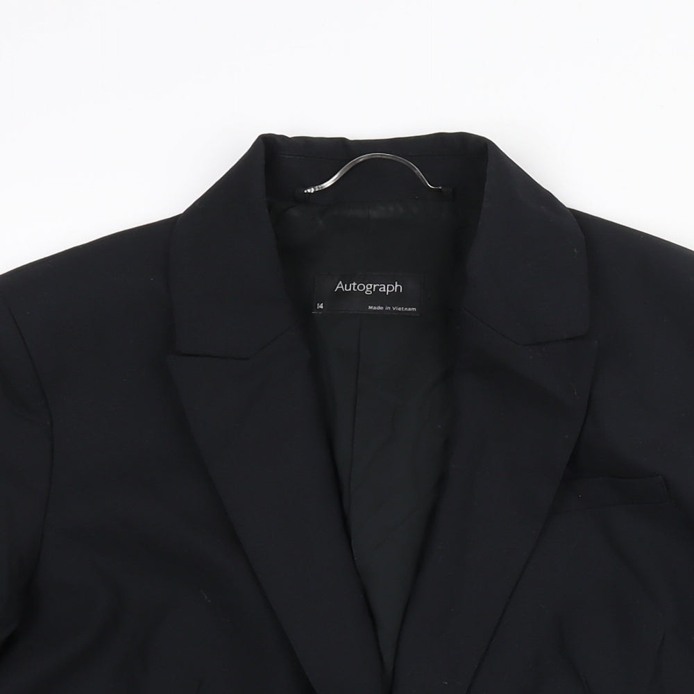 Autograph Womens Black Polyester Jacket Suit Jacket Size 14