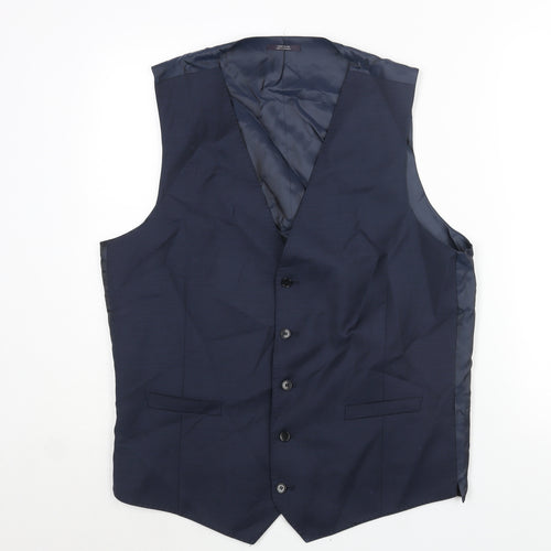 Marks and Spencer Mens Blue Wool Jacket Suit Waistcoat Size 44 Regular