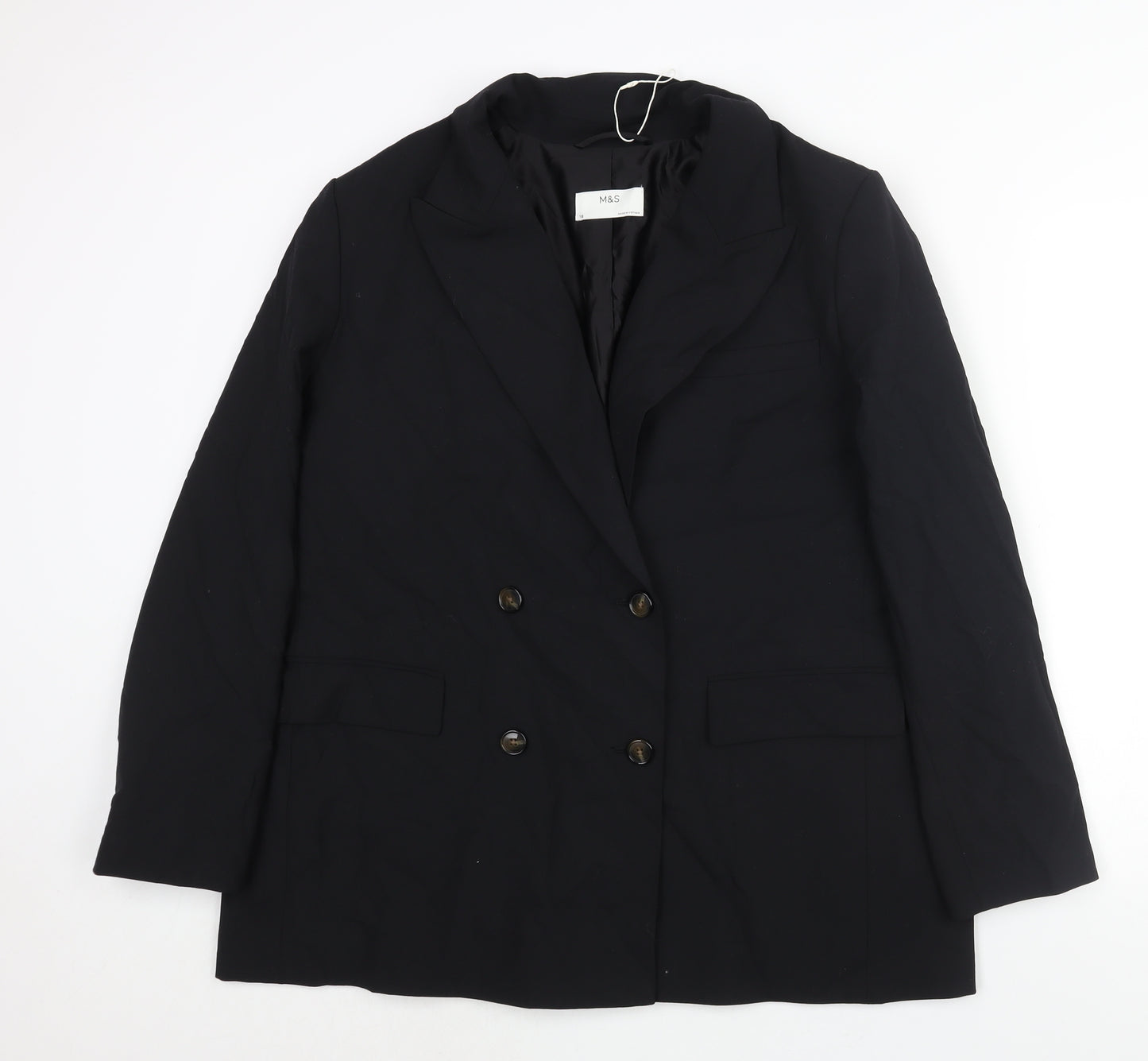 Marks and Womens Black Polyester Jacket Suit Jacket Size 18 - Vented Cuffs