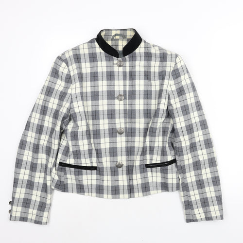 First Avenue Womens Grey Check Jacket Size 14 Button - Velvet Collar