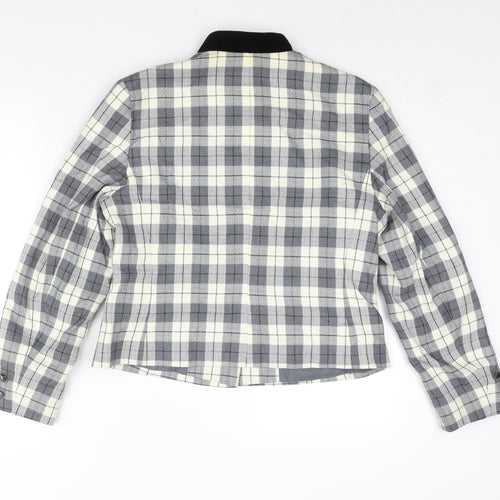 First Avenue Womens Grey Check Jacket Size 14 Button - Velvet Collar