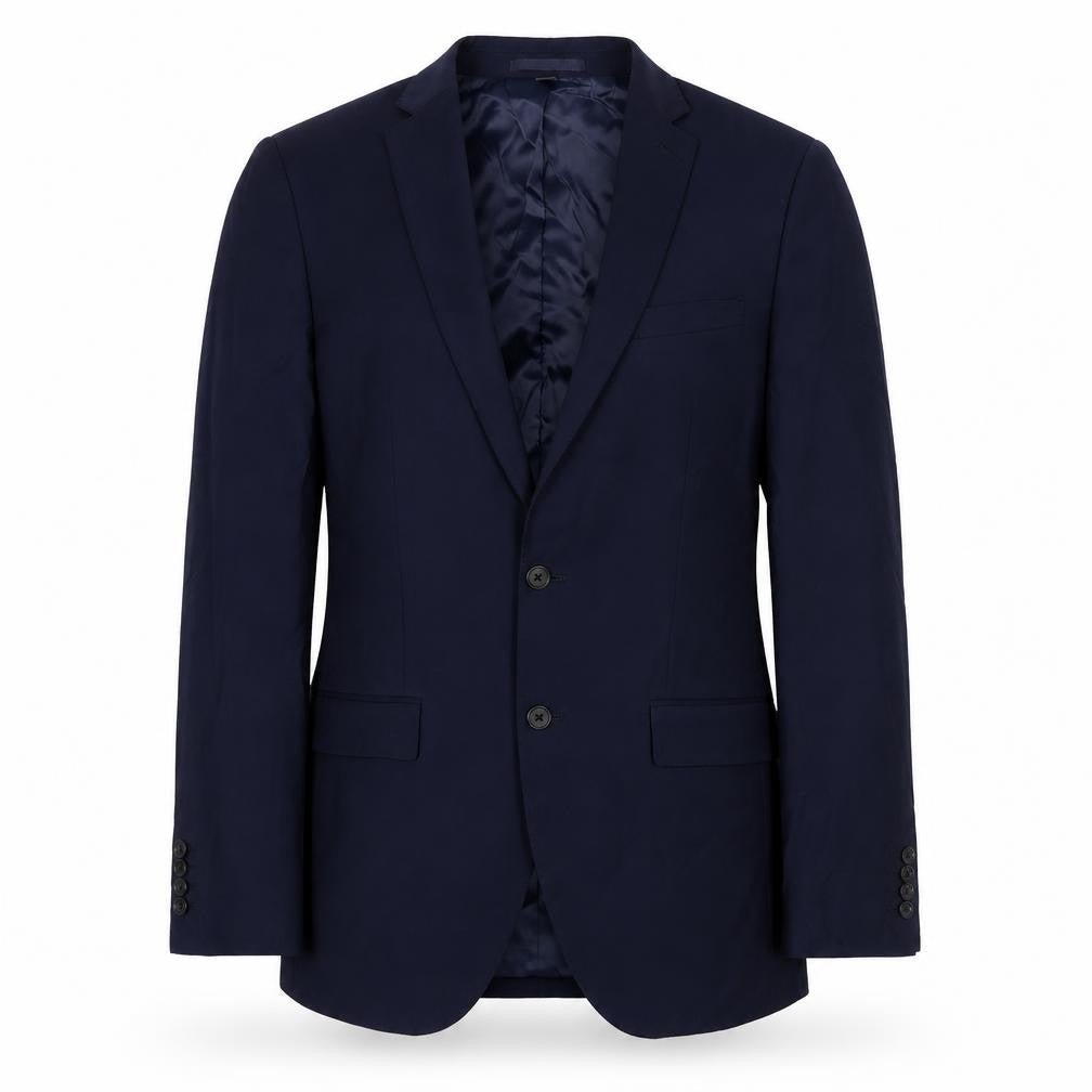 Front view of Marks & Spencer men’s blue wool jacket suit jacket, size 38, regular