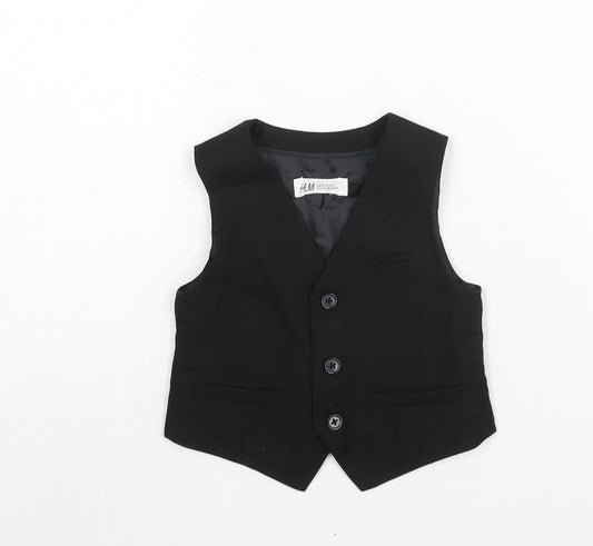 H&M Boys Black Jacket Waistcoat Size 2-3 Years Button