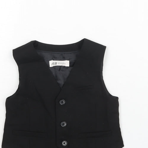 H&M Boys Black Jacket Waistcoat Size 2-3 Years Button