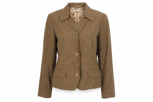 Front view of Country Casuals women’s brown jacket, size UK 10, button
