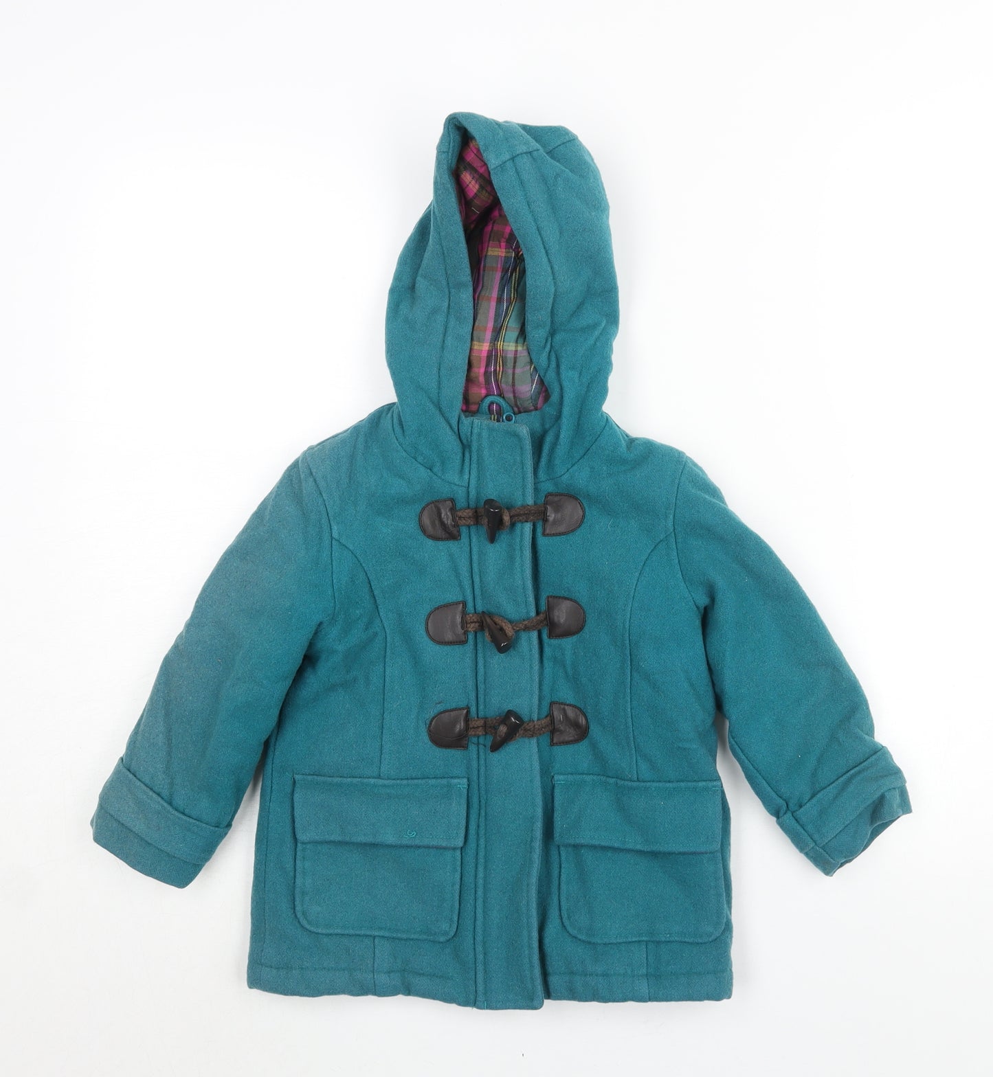 Marks and Spencer Girls Blue Parka Coat Size 3-4 Years Zip - Hooded Toggle