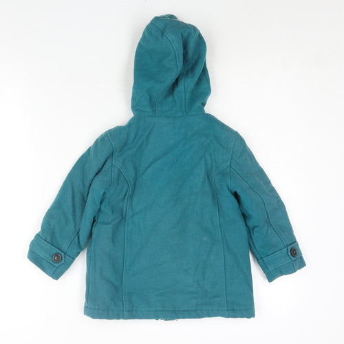 Marks and Spencer Girls Blue Parka Coat Size 3-4 Years Zip - Hooded Toggle