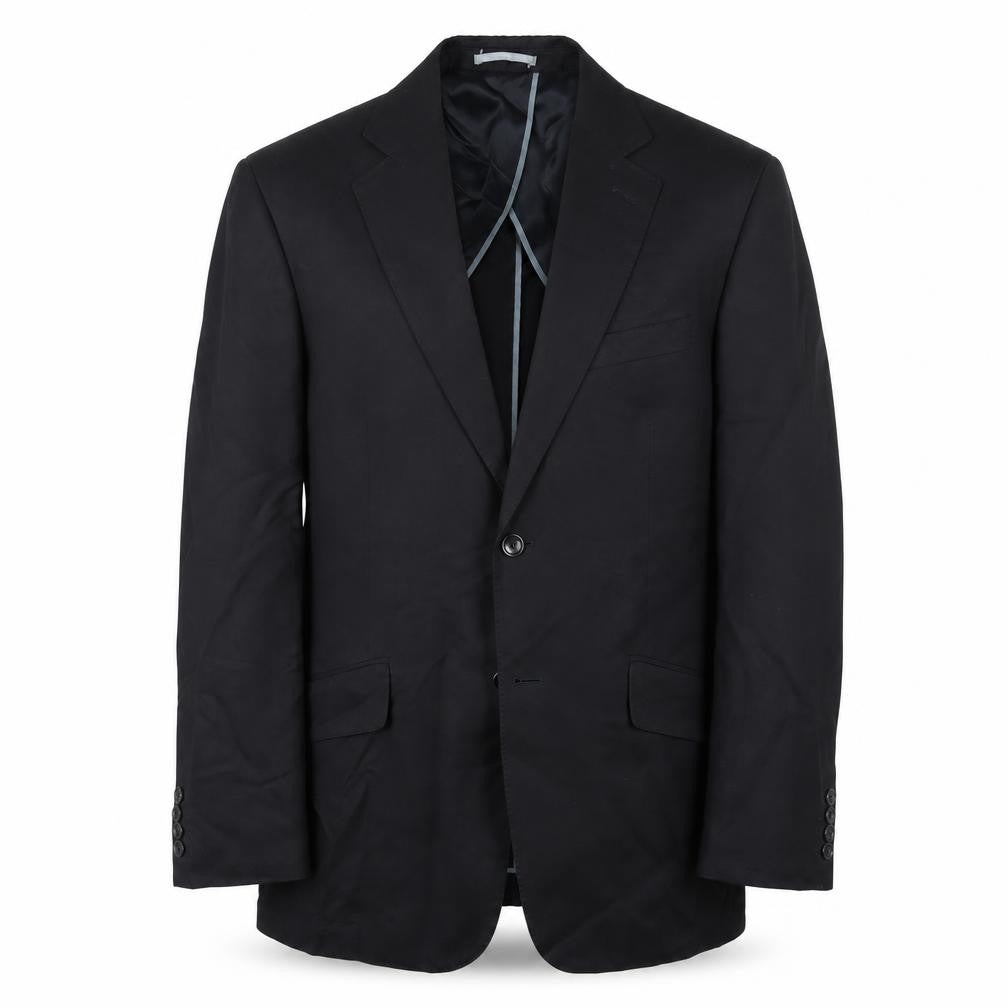 Front view of John Lewis men’s black silk jacket suit jacket, size 38, regular