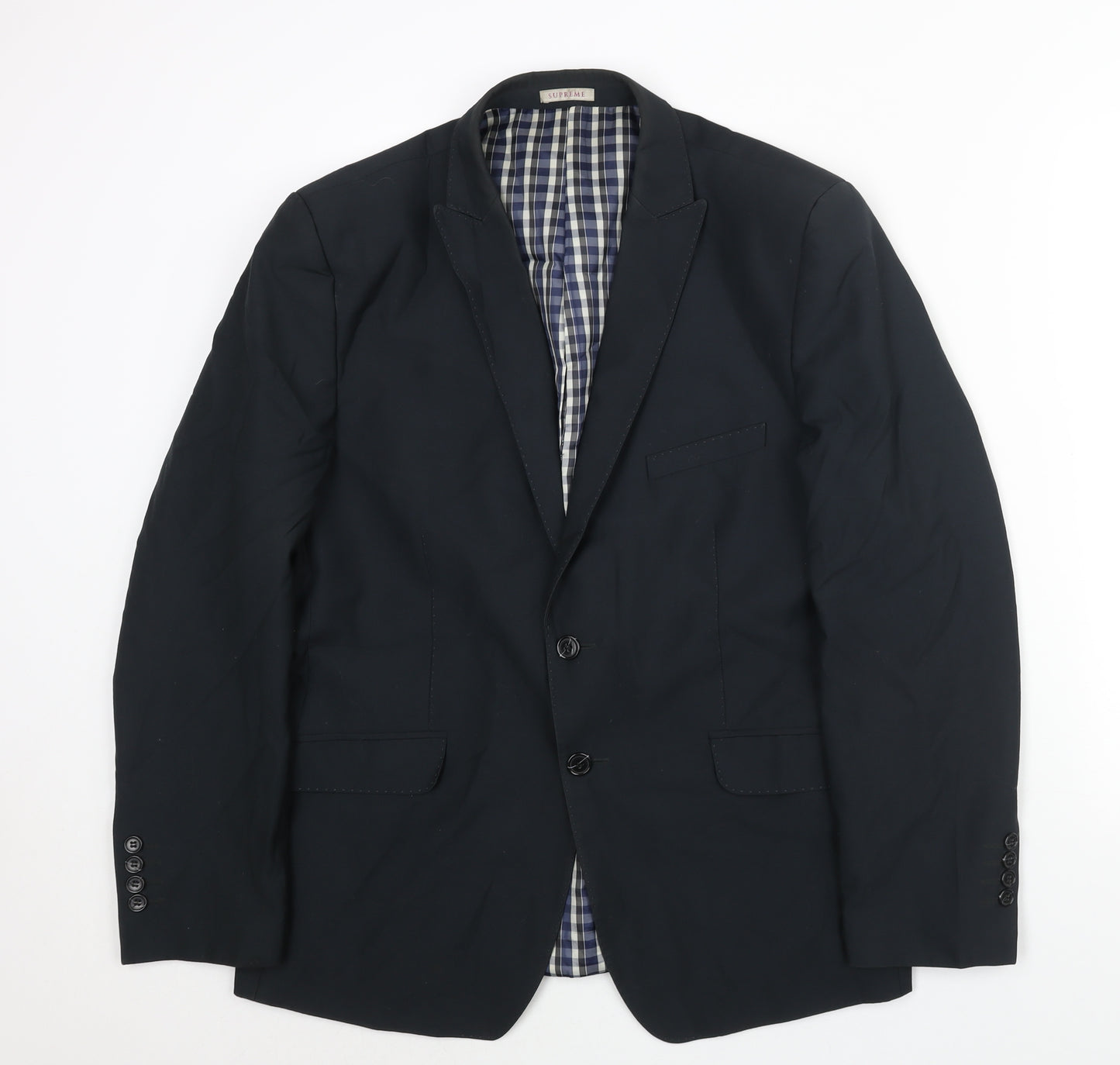 Supreme Mens Black Polyester Jacket Suit Jacket Size 40 Regular
