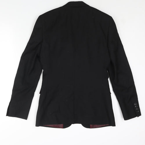 Topman Mens Black Polyester Jacket Suit Jacket Size 34 Regular