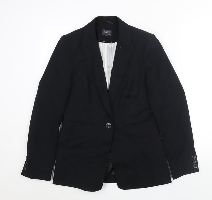 Marks and Spencer Womens Black Polyester Jacket Suit Jacket Size 10