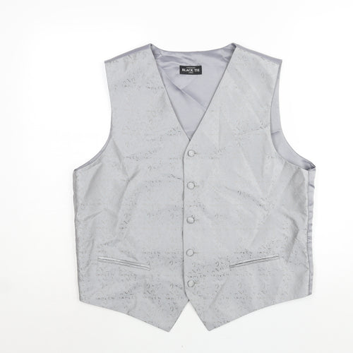 Debenhams Mens Silver Geometric Polyester Jacket Suit Waistcoat Size L Regular