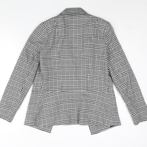 Lipsy Womens Black Check Jacket Blazer Size 16 Hook & Eye - Button Detail