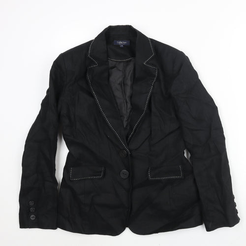 Debenhams Womens Black Linen Jacket Suit Jacket Size 10 - Stitch Detail
