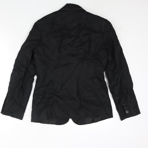 Debenhams Womens Black Linen Jacket Suit Jacket Size 10 - Stitch Detail