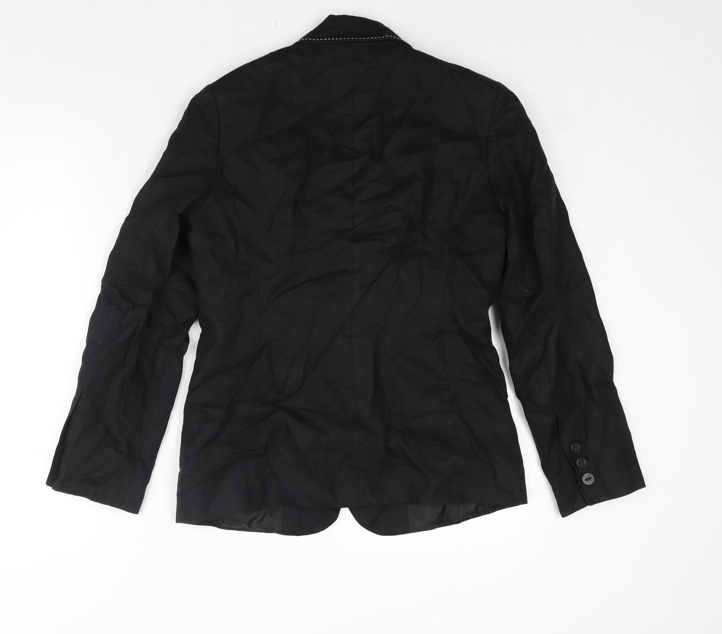 Debenhams Womens Black Linen Jacket Suit Jacket Size 10 - Stitch Detail