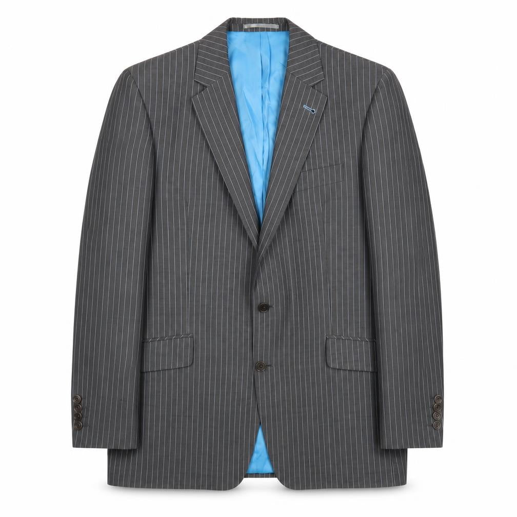 Next Mens Grey Striped Wool Jacket Suit Jacket Size 42 Regular