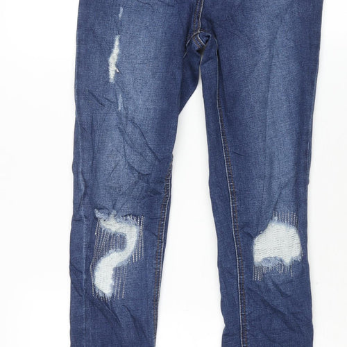 Matalan Womens Blue Cotton Skinny Jeans Size 10 L28 in Regular Zip