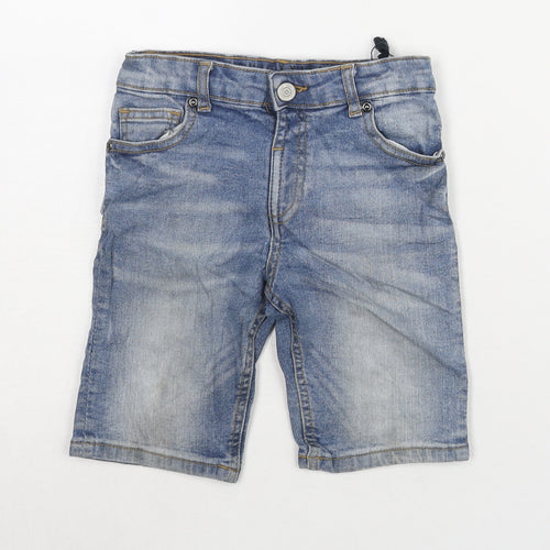 River Island Boys Blue Cotton Bermuda Shorts Size 5-6 Years L8 in Regular Snap - Waist 22 Inches