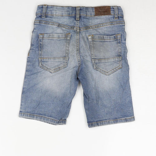 River Island Boys Blue Cotton Bermuda Shorts Size 5-6 Years L8 in Regular Snap - Waist 22 Inches