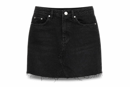 Front view of Diviided women’s grey cotton a-line skirt, size UK 10, zip