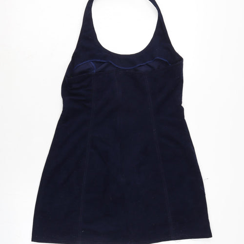 Topshop Womens Blue Polyimide Pinafore/Dungaree Dress Size 12 Halter Zip