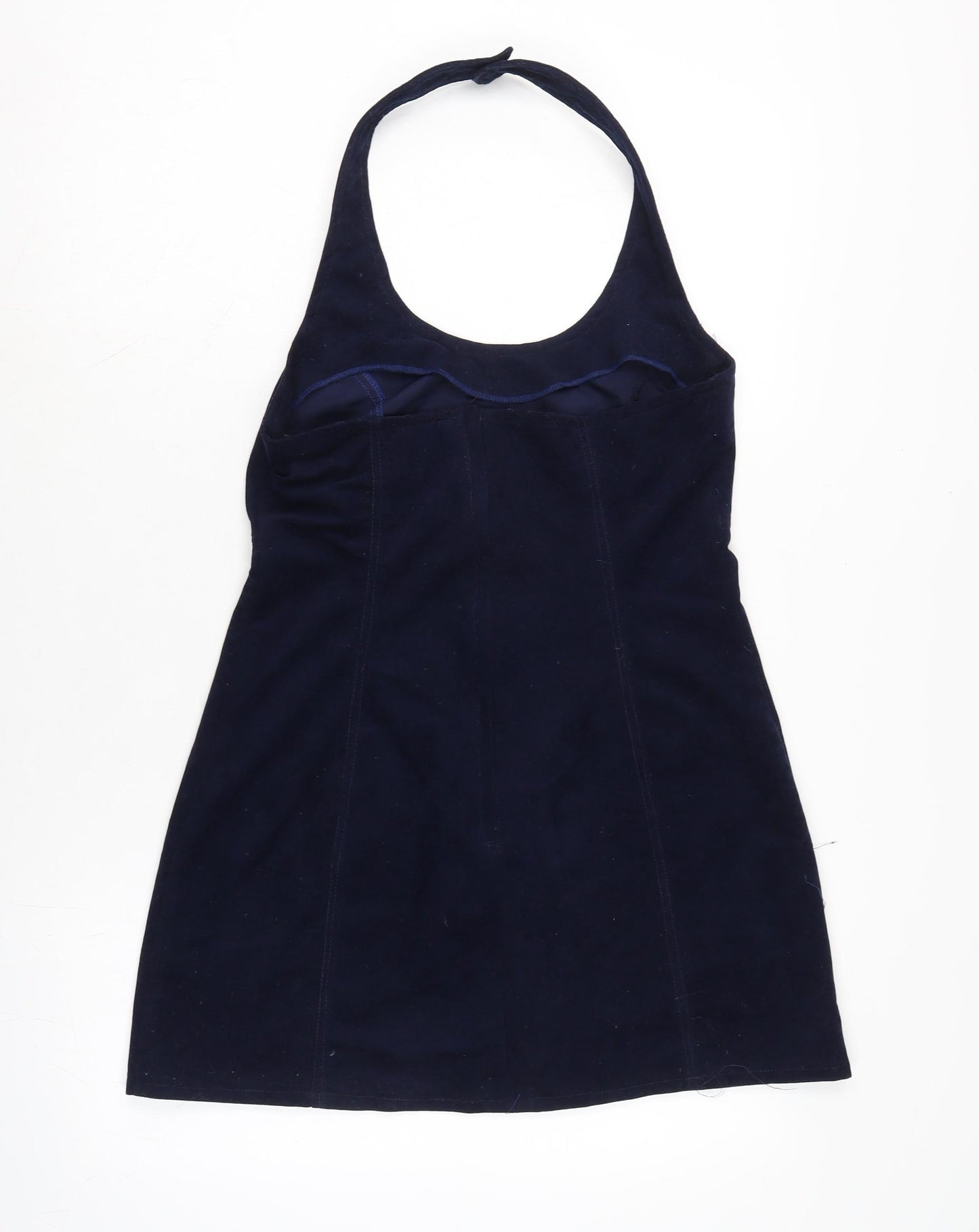 Topshop Womens Blue Polyimide Pinafore/Dungaree Dress Size 12 Halter Zip