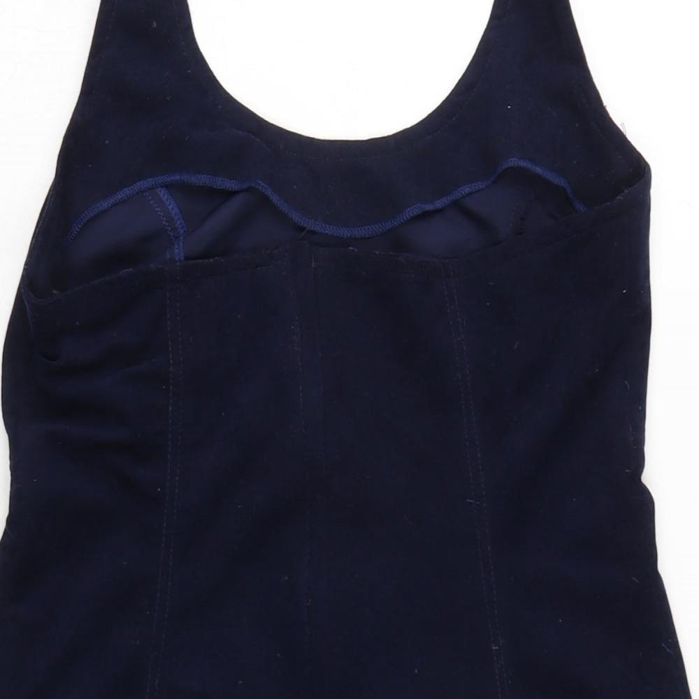 Topshop Womens Blue Polyimide Pinafore/Dungaree Dress Size 12 Halter Zip
