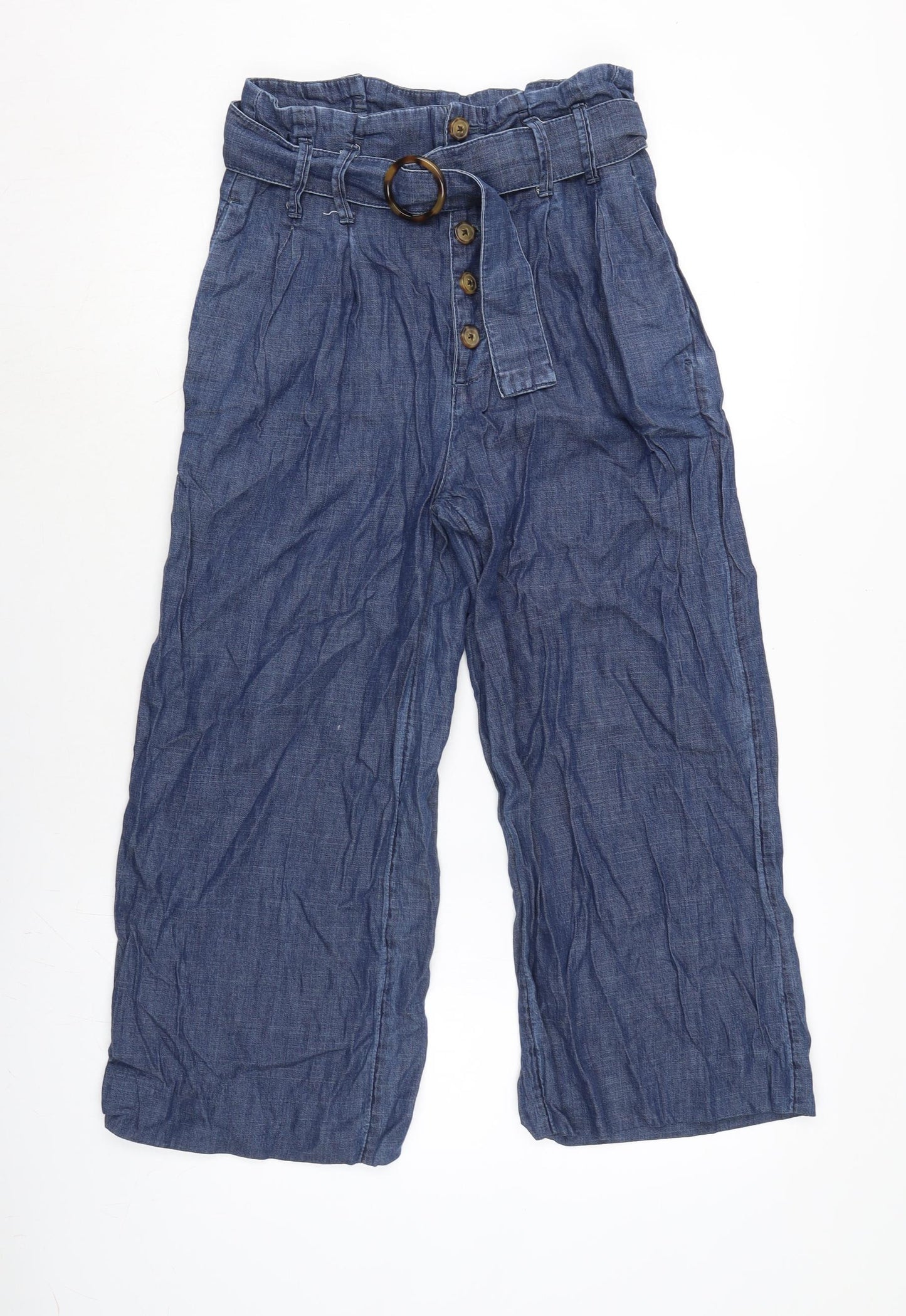 Ambercombe & finch Womens Blue Cotton Trousers Size S L21 in Regular Button