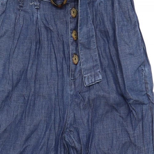 Ambercombe & finch Womens Blue Cotton Trousers Size S L21 in Regular Button