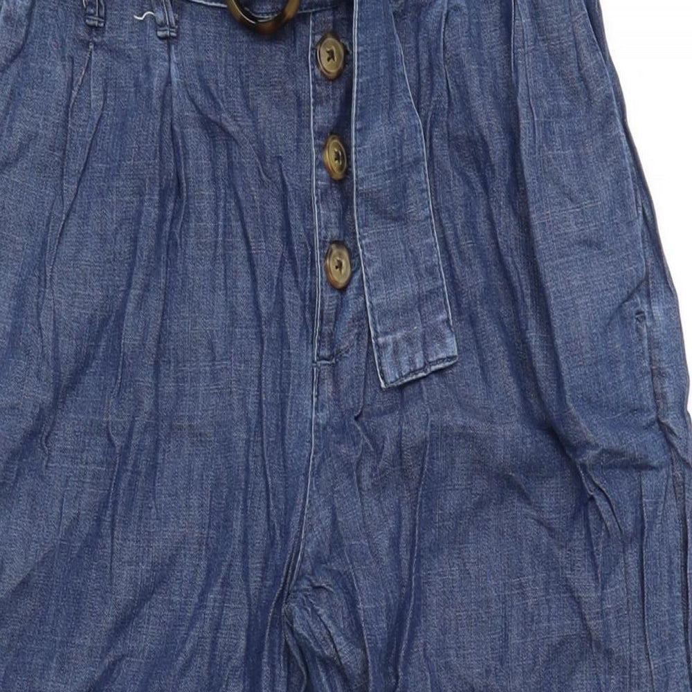 Ambercombe & finch Womens Blue Cotton Trousers Size S L21 in Regular Button