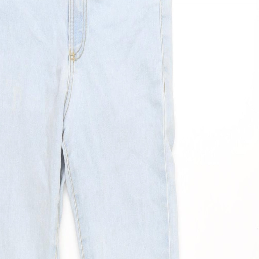 Zara Girls Blue Cotton Tapered Jeans Size 9 Years L22.5 in Regular Zip - Raw Hem