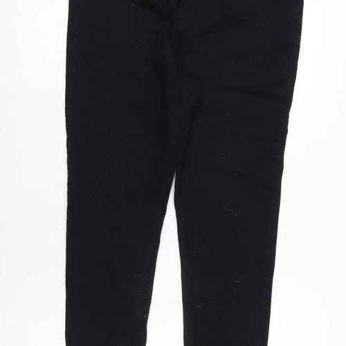 Denim & Co. Womens Black Cotton Blend Straight Jeans Size 16 L25.5 in Regular Zip - Zipped ankle.