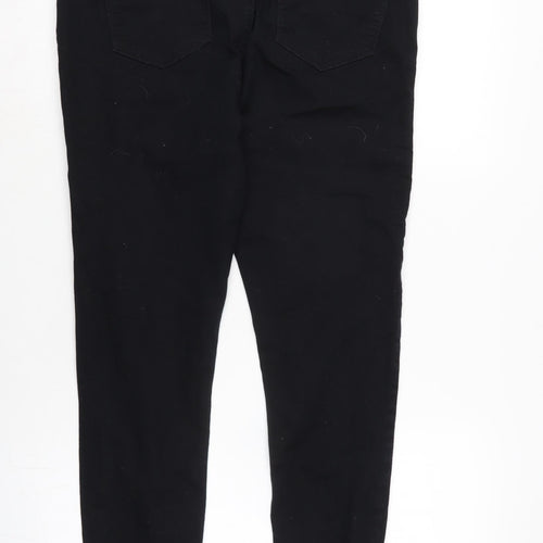 Denim & Co. Womens Black Cotton Blend Straight Jeans Size 16 L25.5 in Regular Zip - Zipped ankle.