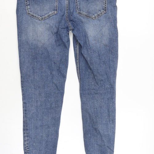 Marks and Spencer Womens Blue Cotton Blend Skinny Jeans Size 10 L26.5 in Regular Zip - Zipped ankle.