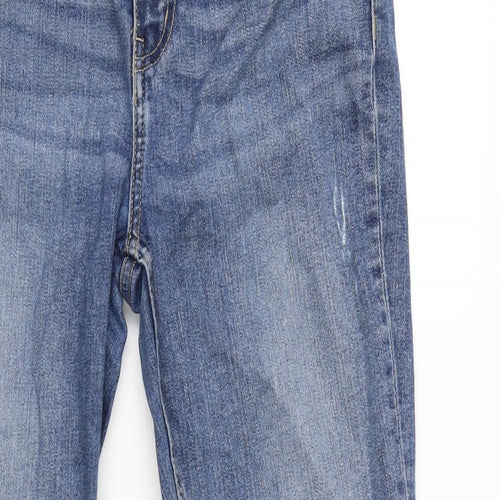 Marks and Spencer Womens Blue Cotton Blend Skinny Jeans Size 10 L26.5 in Regular Zip - Zipped ankle.