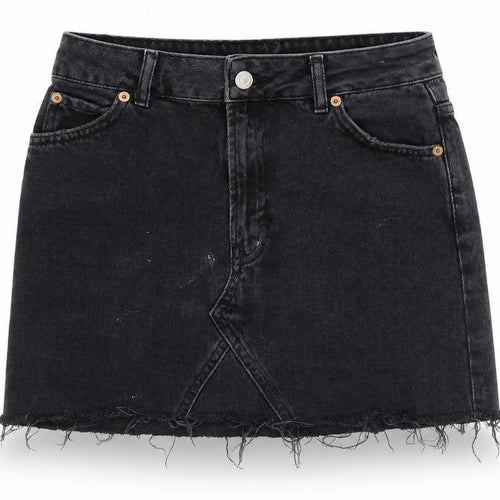 Topshop Womens Grey Cotton A-Line Skirt Size 8 Tie
