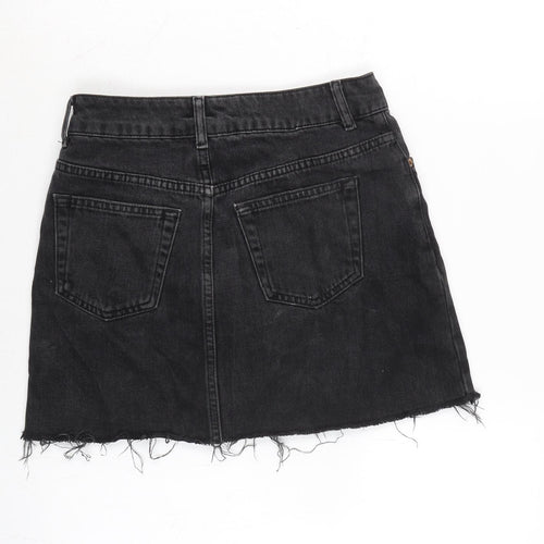 Topshop Womens Grey Cotton A-Line Skirt Size 8 Tie