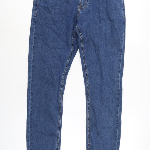 Denim & Co. Womens Blue Cotton Blend Straight Jeans Size 30 in L29 in Regular Zip
