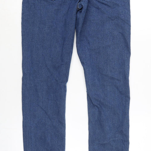 Denim & Co. Womens Blue Cotton Blend Straight Jeans Size 30 in L29 in Regular Zip