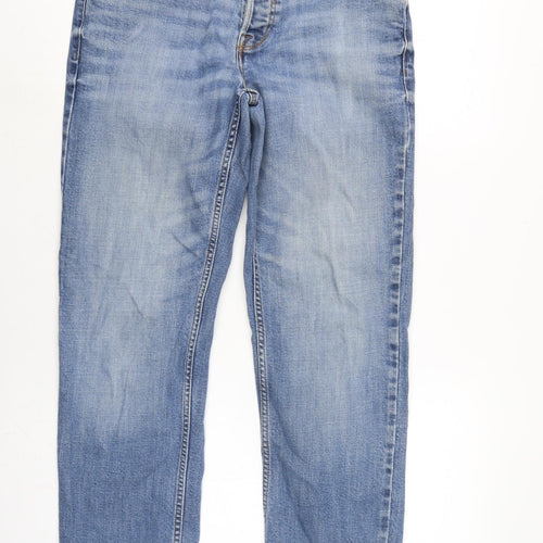 Premium Denim Mens Blue Cotton Blend Straight Jeans Size 32 in L30 in Regular Button