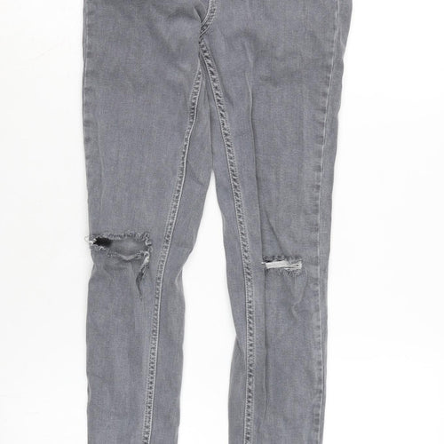 Miss Selfridge Womens Grey Cotton Blend Tapered Jeans Size 6 L28 in Regular Zip