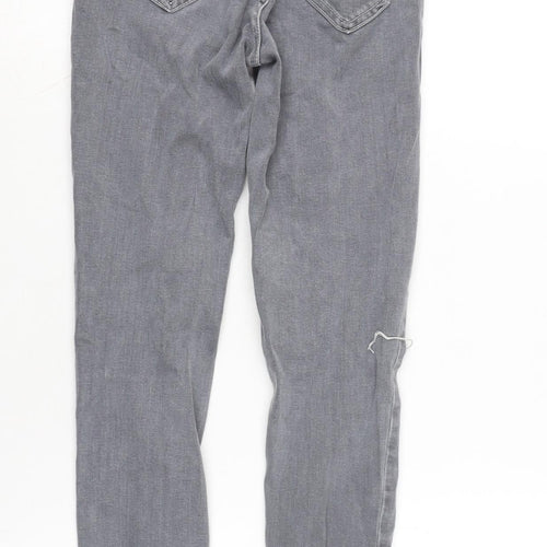 Miss Selfridge Womens Grey Cotton Blend Tapered Jeans Size 6 L28 in Regular Zip
