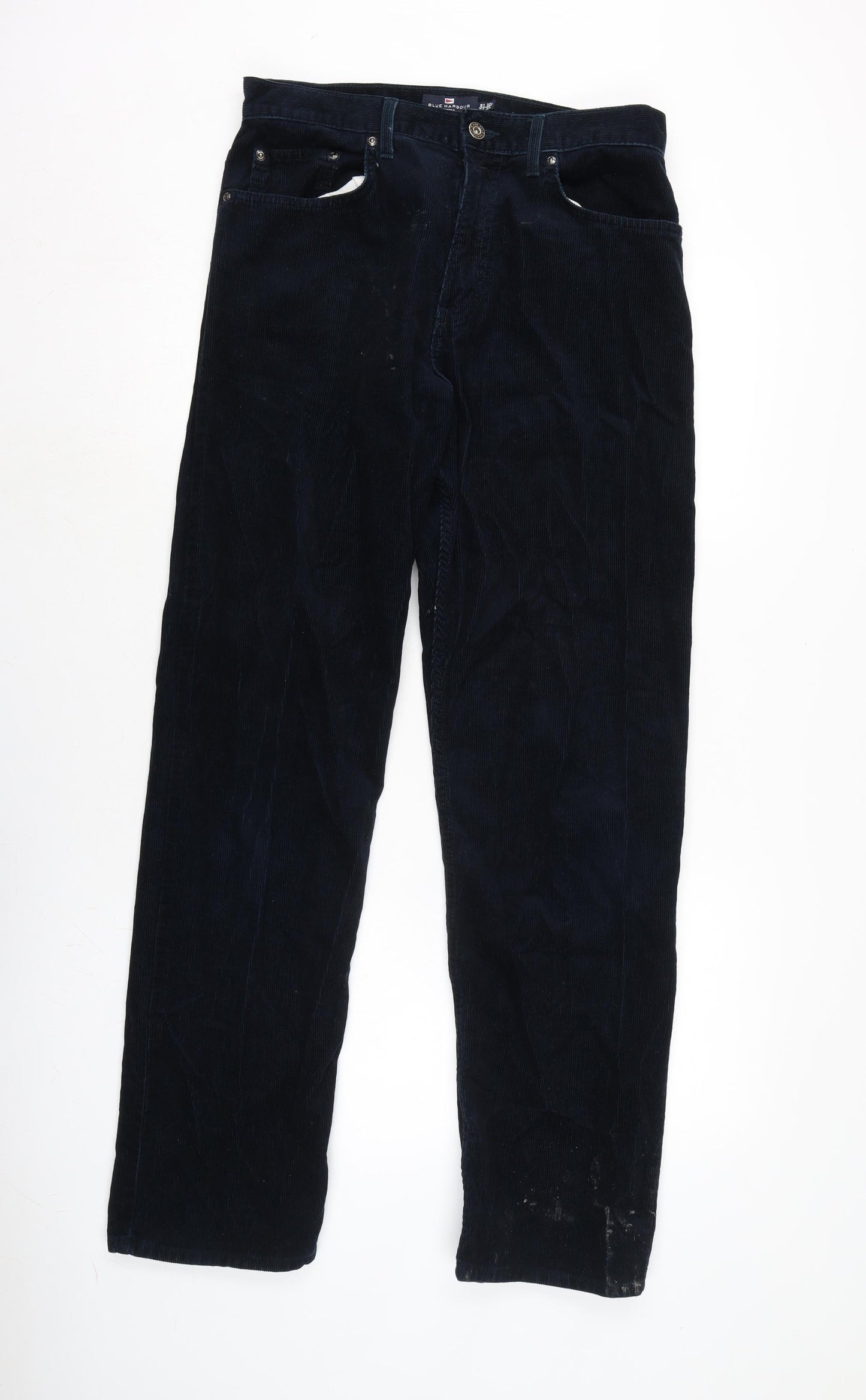 Blue Harbour Mens Blue Cotton Sweatpants Trousers Size 32 in L33 in Regular Tie