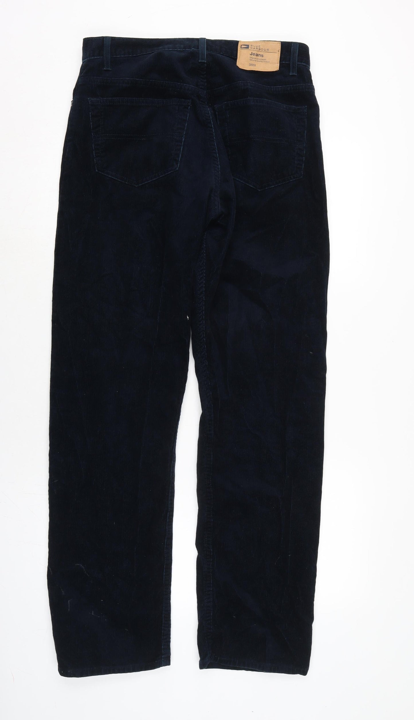 Blue Harbour Mens Blue Cotton Sweatpants Trousers Size 32 in L33 in Regular Tie