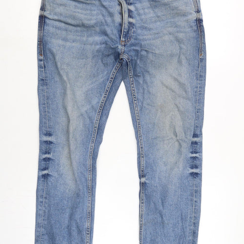 Marks and Spencer Womens Blue Cotton Blend Skinny Jeans Size 30 in L28.5 in Regular Zip