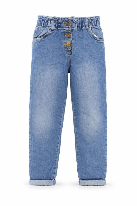 TU Girls Blue Cotton Straight Jeans Size 9 Years L21 in Regular Zip