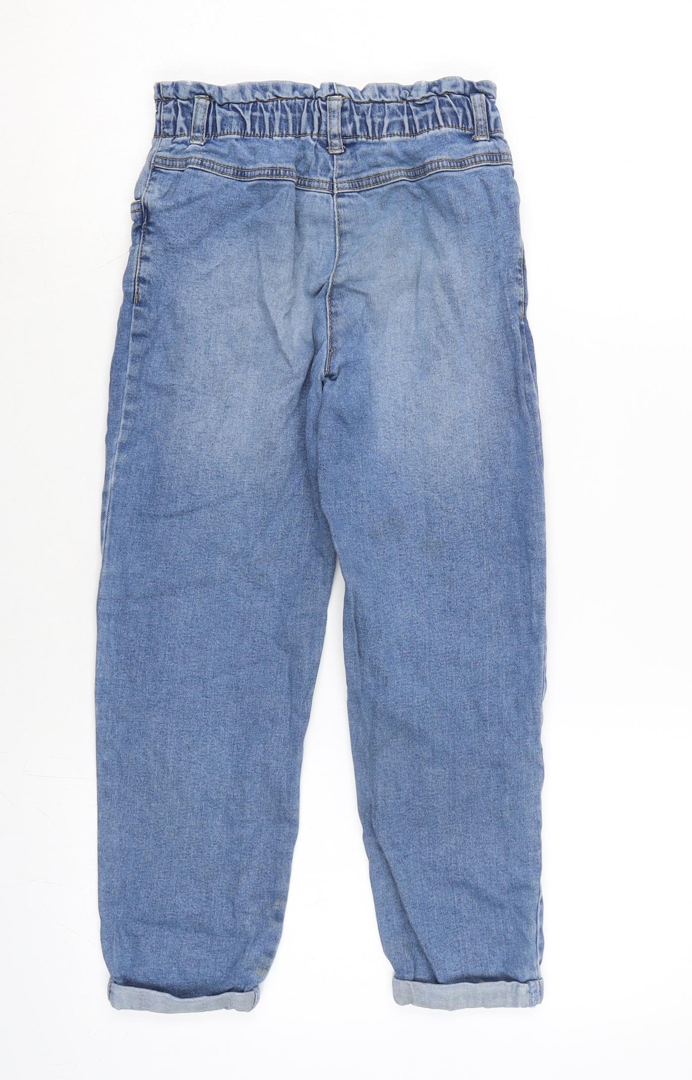 TU Girls Blue Cotton Straight Jeans Size 9 Years L21 in Regular Zip