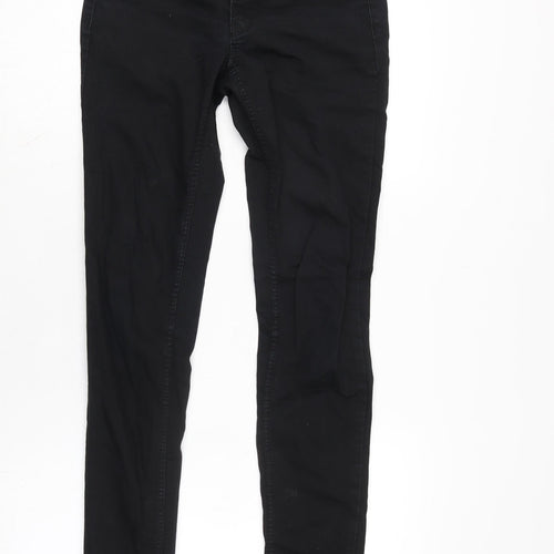 H&M Womens Black Cotton Blend Tapered Jeans Size 6 L31 in Regular Zip